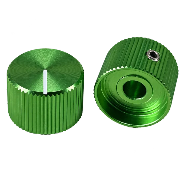 Green anodized-aluminum level knobs for the BoomDookie front panel